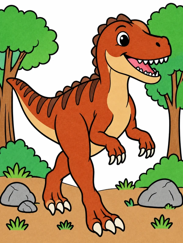 Colored drawing of an allosaurus