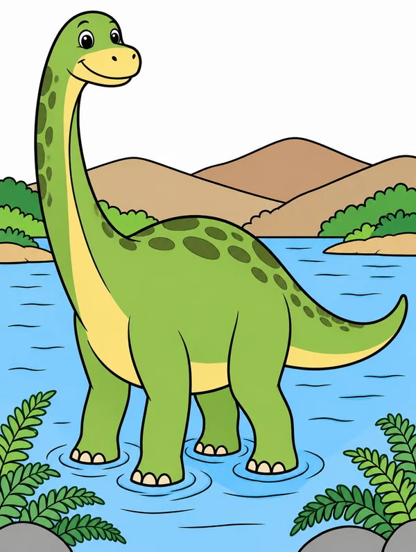 Colored drawing of an apatosaurus
