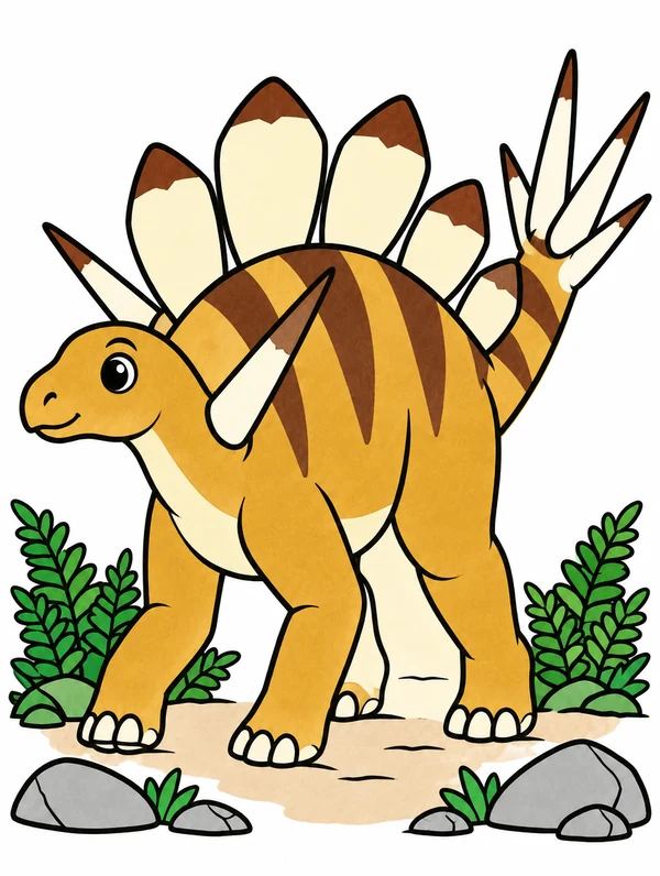 Colored drawing of a kentrosaurus