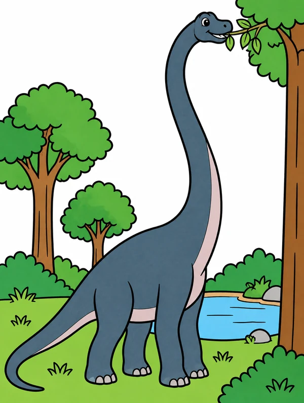 Colored drawing of a mamenchisaurus