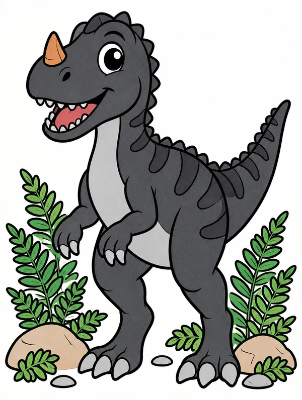 Colored drawing of a ceratosaurus