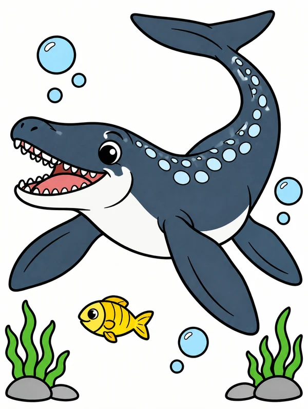 Colored drawing of a mosasaurus