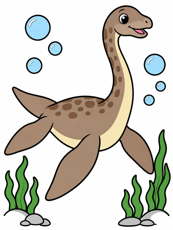 Colored drawing of a plesiosaurus