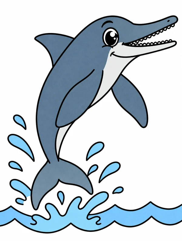 Colored drawing of an ichthyosaurus
