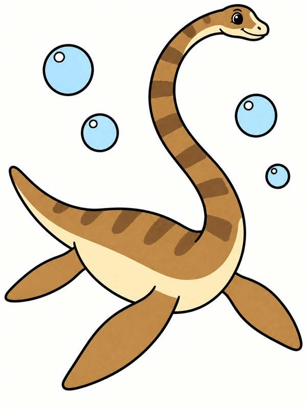 Colored drawing of an elasmosaurus