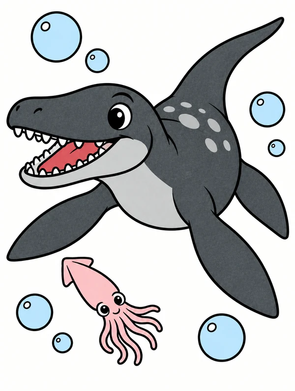 Colored drawing of a liopleurodon