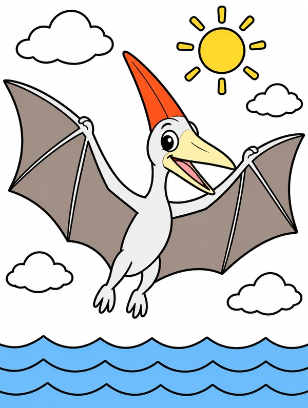 Colored drawing of a pteranodon