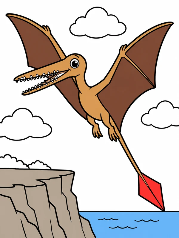Colored drawing of a rhamphorhynchus