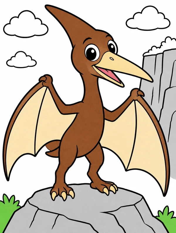 Colored drawing of a pterodactylus