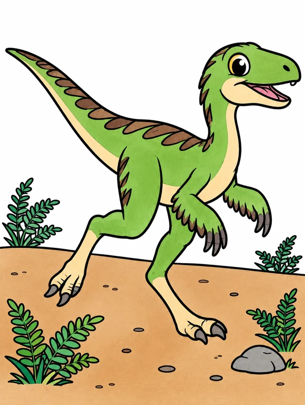 Colored drawing of an eoraptor