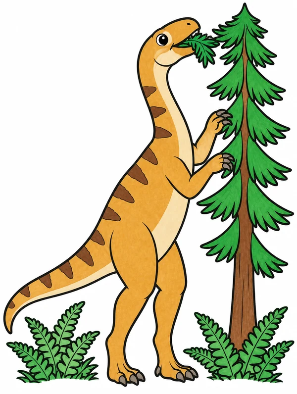 Colored drawing of a plateosaurus