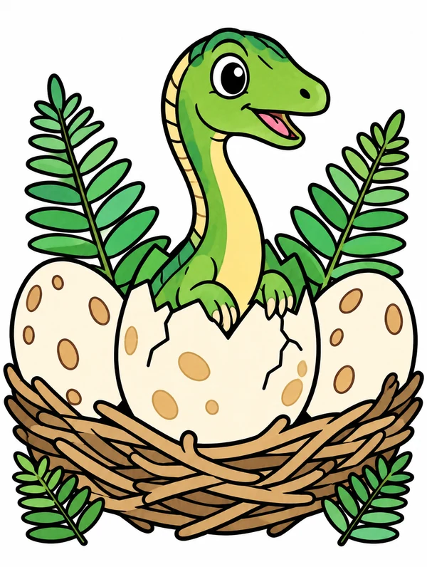 Colored drawing of a mussaurus