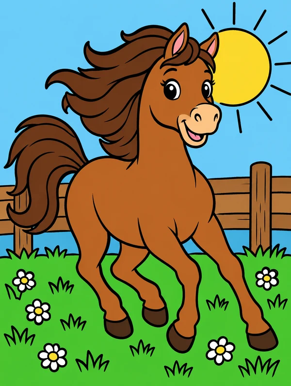 Colored drawing of a horse