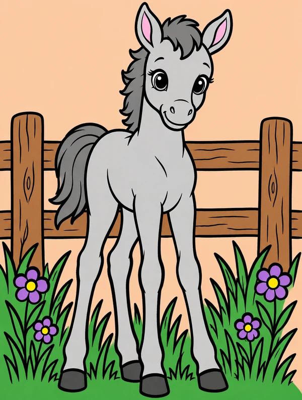 Colored drawing of a foal