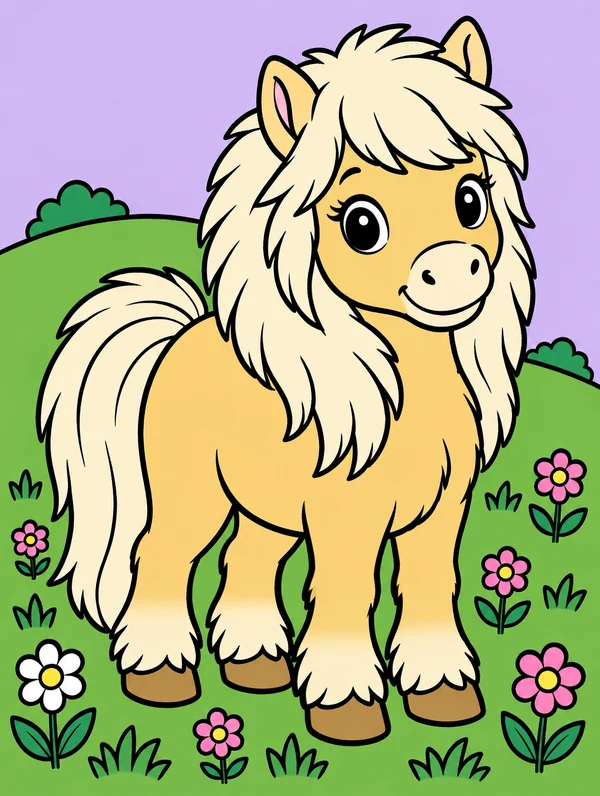 Colored drawing of a Shetland pony