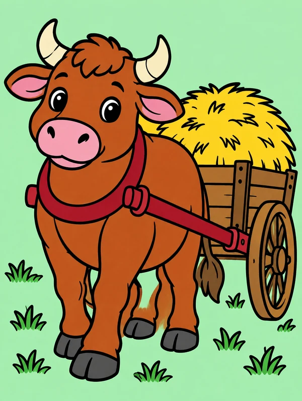 Colored drawing of an ox