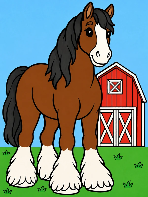 Colored drawing of a Clydesdale