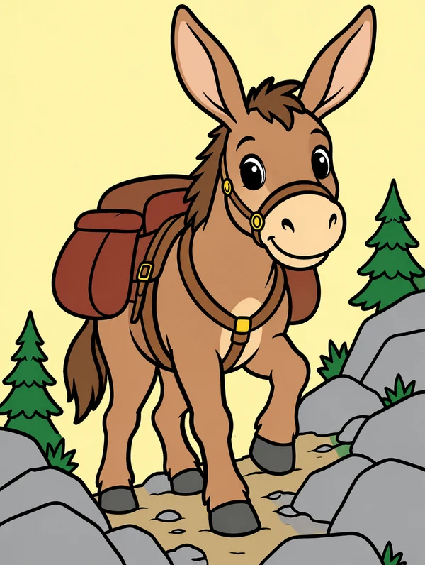 Colored drawing of a mule