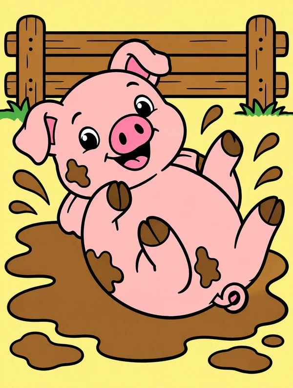 Colored drawing of a pig