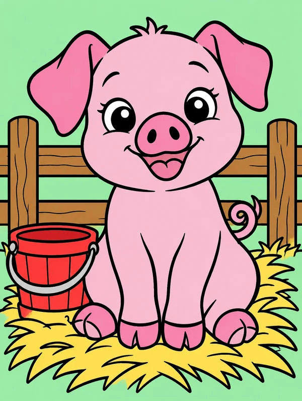 Colored drawing of a piglet