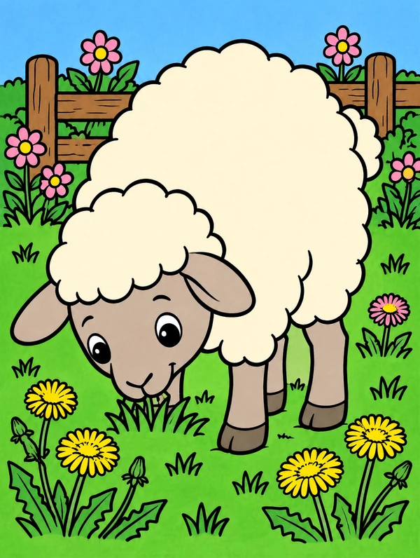 Colored drawing of a sheep