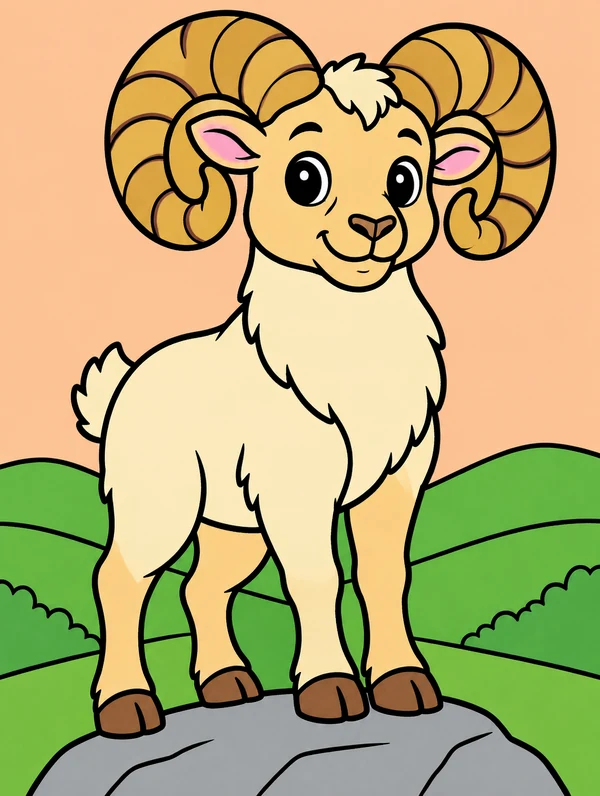 Colored drawing of a ram