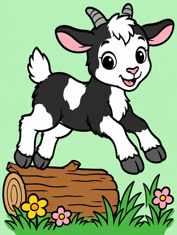 Colored drawing of a baby goat