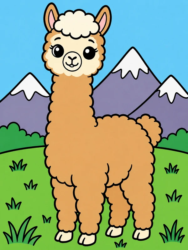 Colored drawing of an alpaca