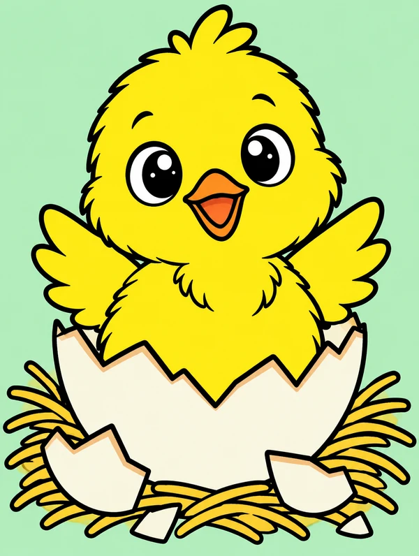 Colored drawing of a chick