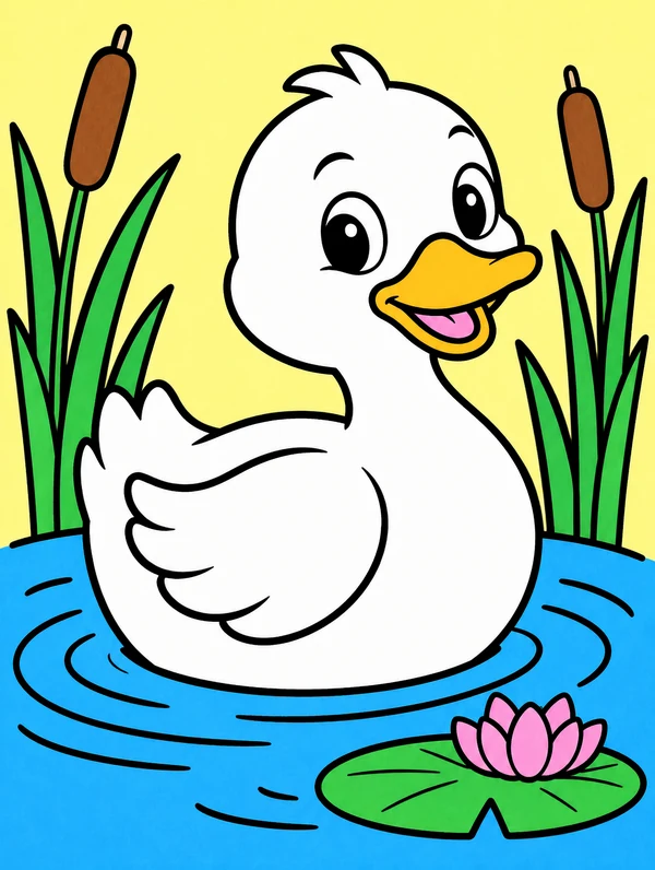 Colored drawing of a duck