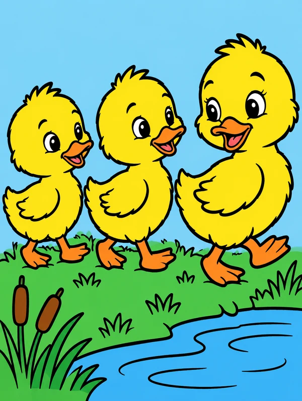 Colored drawing of ducklings