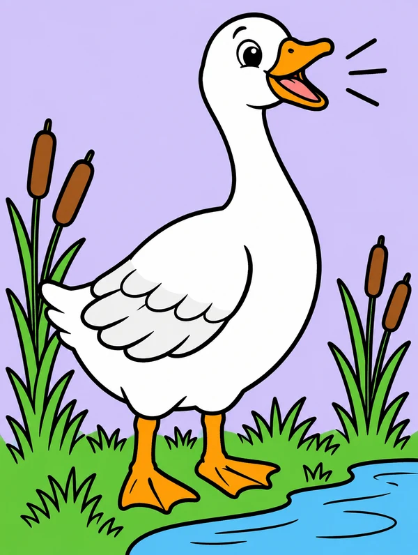 Colored drawing of a goose
