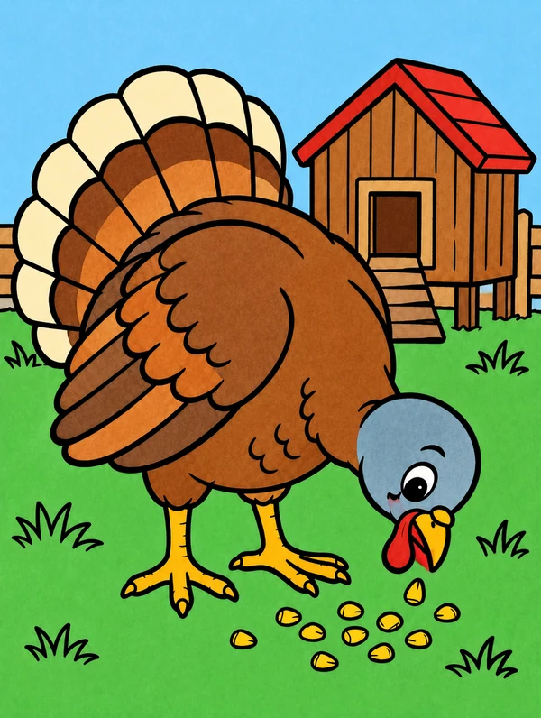 Colored drawing of a turkey