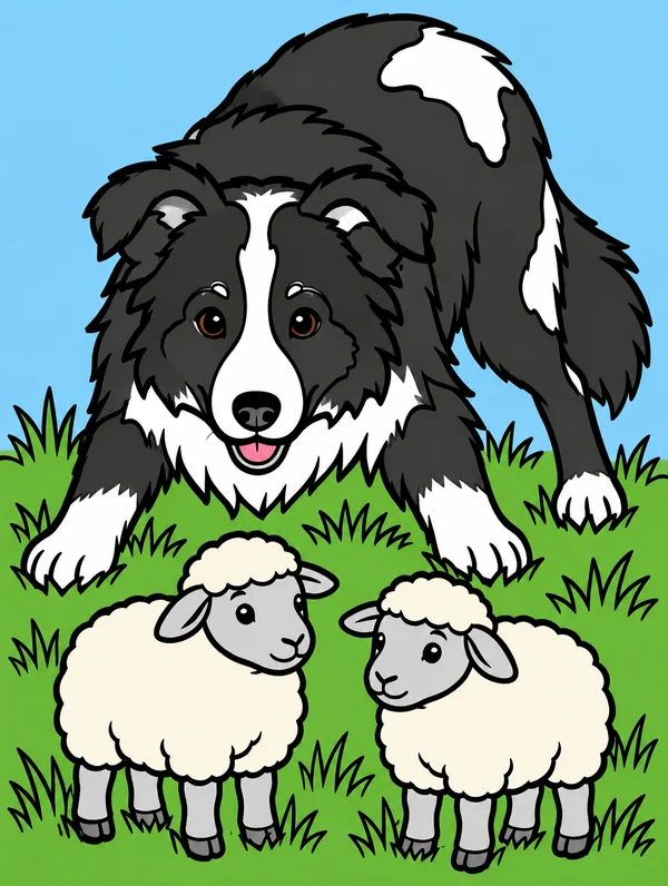 Colored drawing of a sheepdog