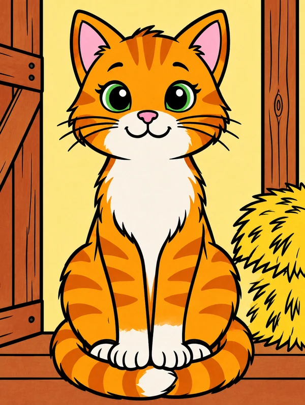 Colored drawing of a barn cat