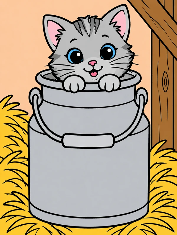 Colored drawing of a kitten