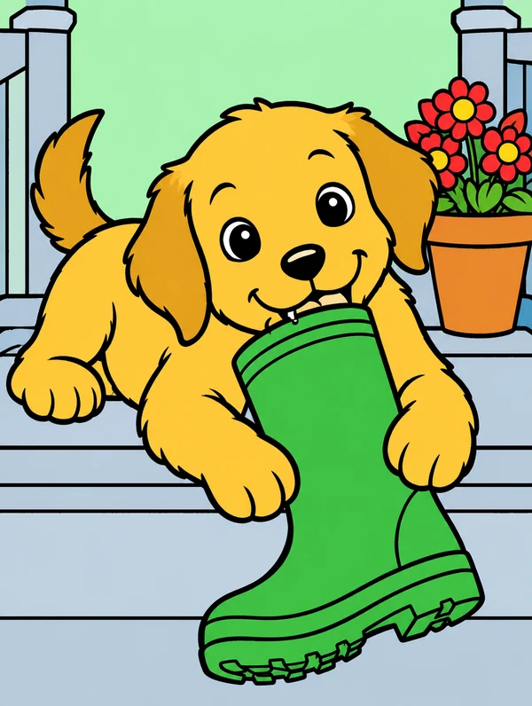 Colored drawing of a puppy