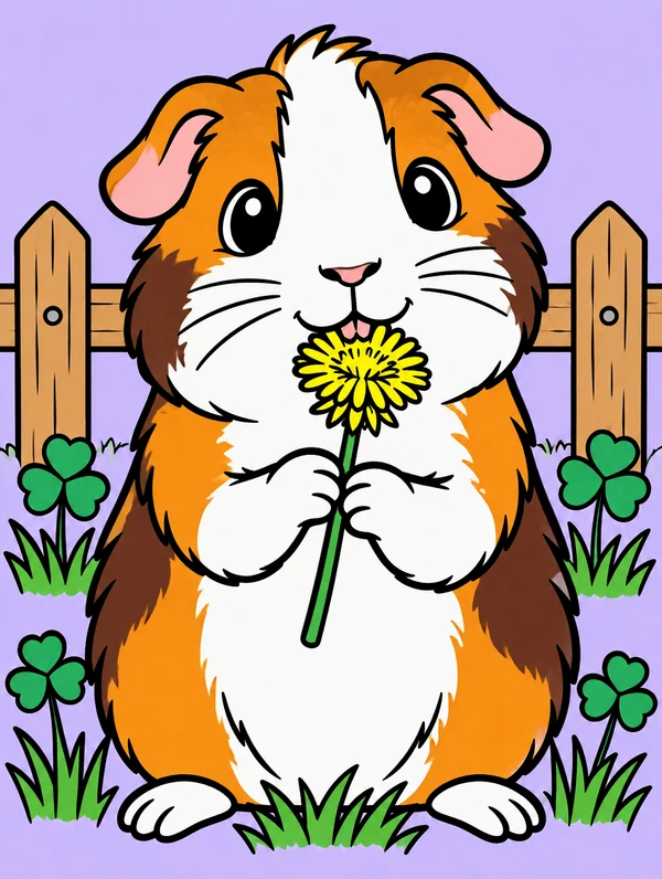 Colored drawing of a Guinea pig