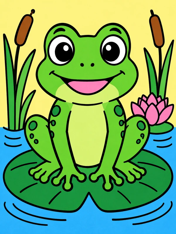 Colored drawing of a frog