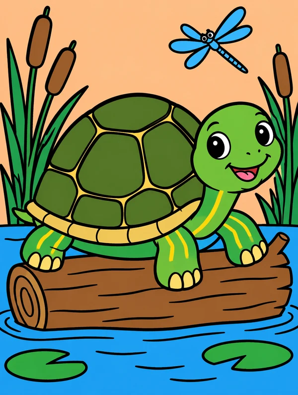Colored drawing of a pond turtle
