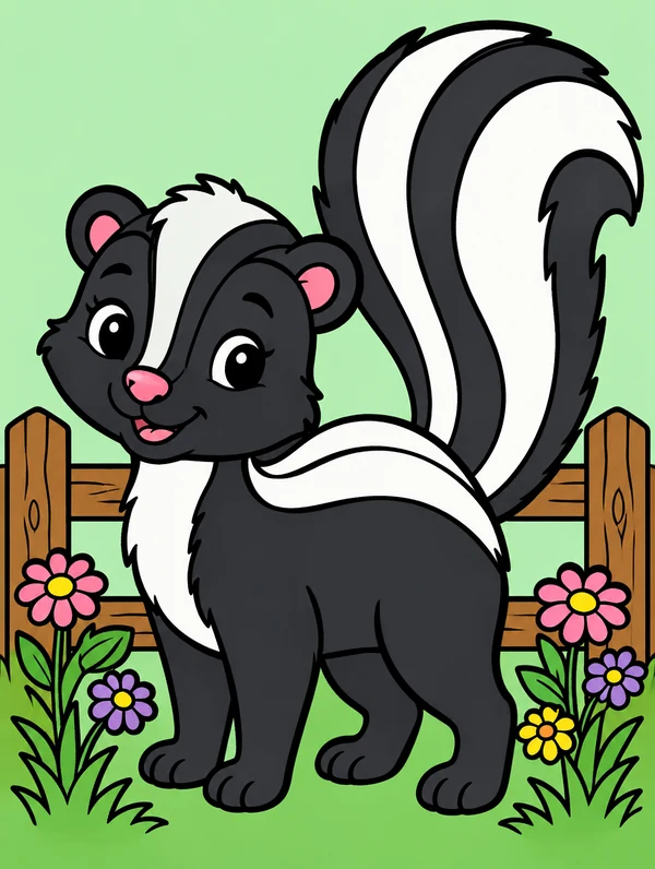 Colored drawing of a skunk