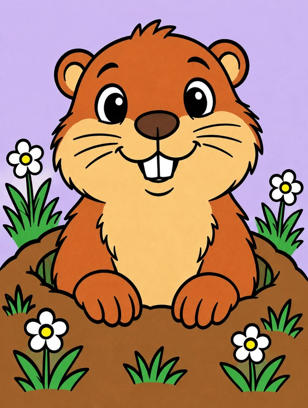Colored drawing of a groundhog