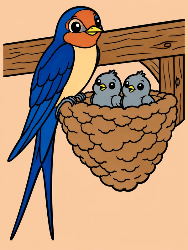 Colored drawing of a barn swallow