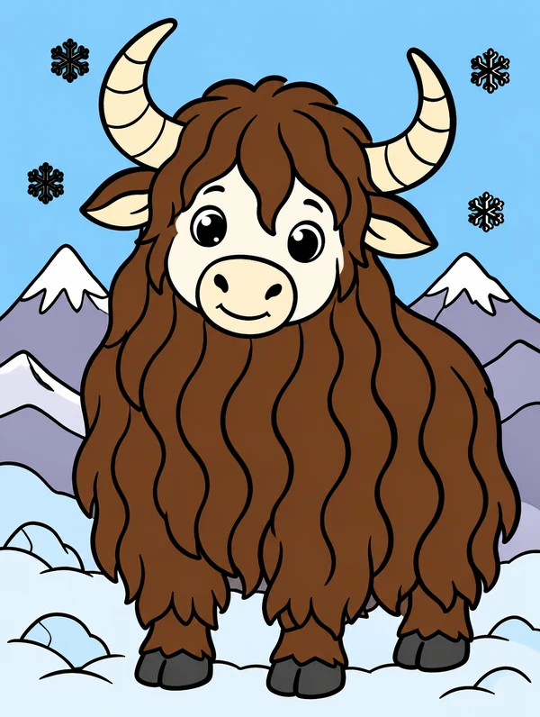 Colored drawing of a yak