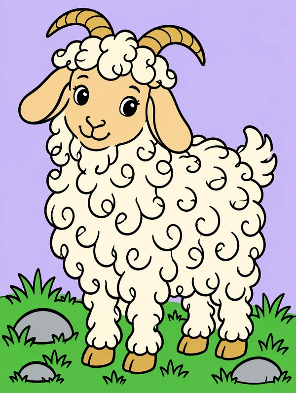 Colored drawing of an Angora goat