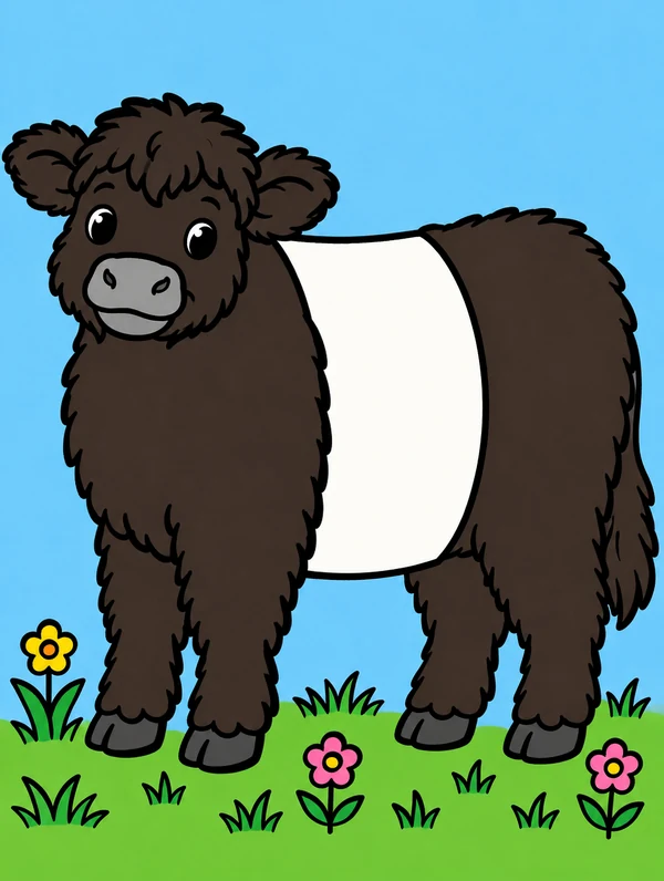 Colored drawing of a Belted Galloway