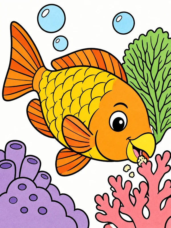 Colored drawing of a parrotfish