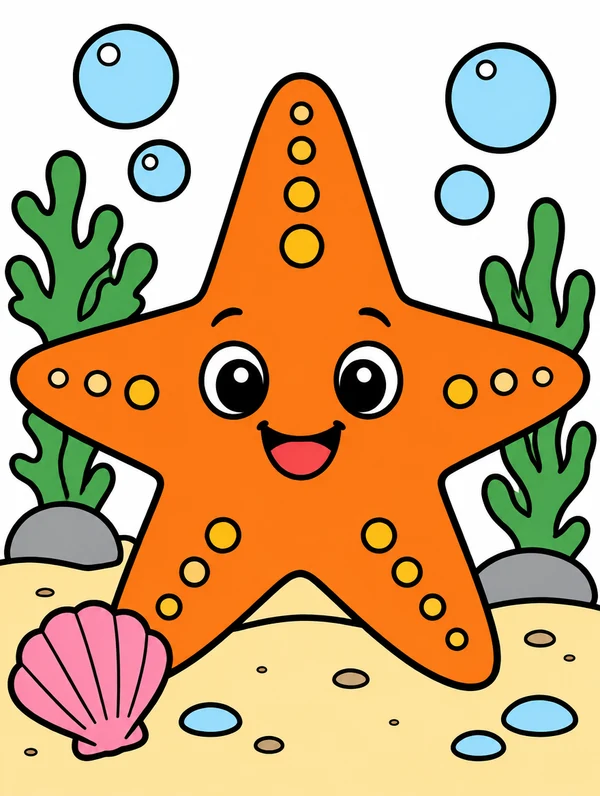 Colored drawing of a sea star