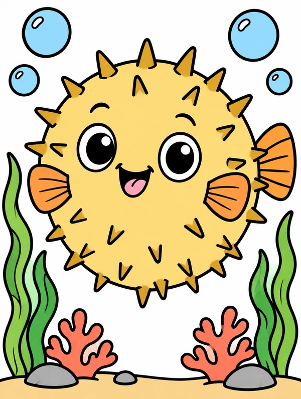 Colored drawing of a pufferfish
