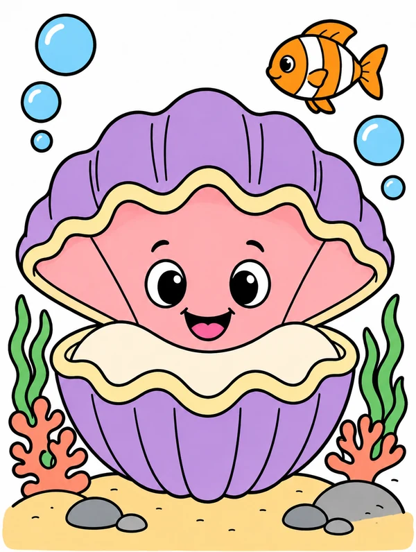 Colored drawing of a giant clam